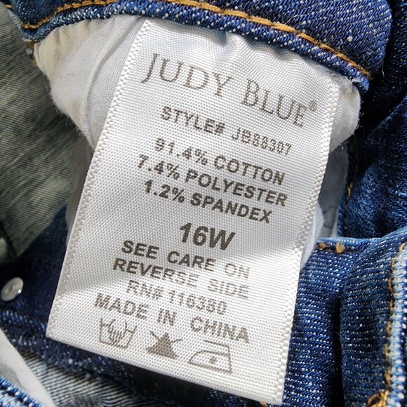 Judy Blue Womens 16W Distressed Button Fly Jeans Skinny Fit Stretch Denim - Picture 3 of 9